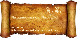 Matyasovszky Metód névjegykártya